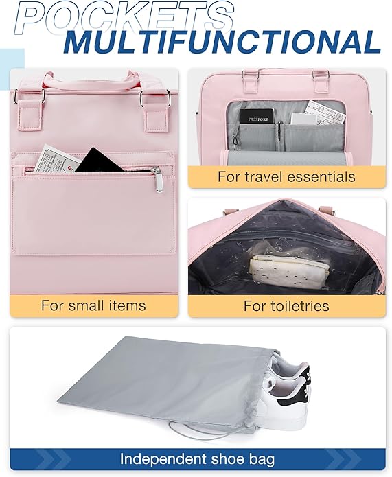 BAGSMART Weekender Bags for Women, Travel Duffle Overnight Bag Personal Item Bag with Shoe Bag for Travel Essentials