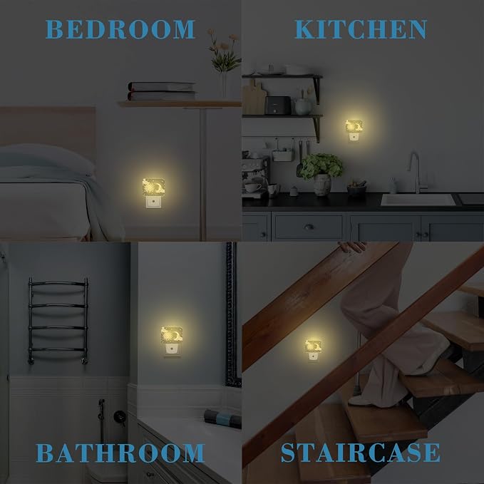 Sun and Moon with Faces Plug in Night Lights, Astrology Nightlight Plug Into Wall Dusk to Dawn Sensor for Kid Girls Boys Women Men Room, Hallway, Kitchen, Bathroom, Stairs Decor
