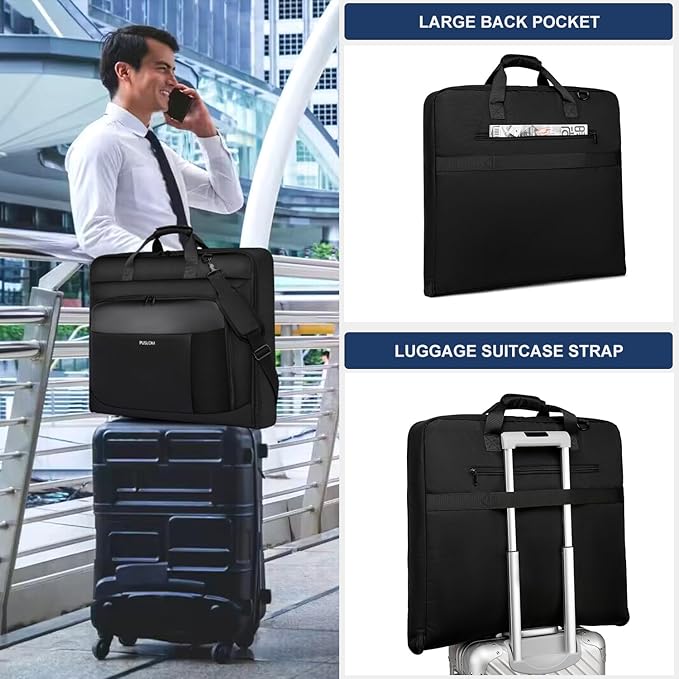 Garment Bag Travel Suit Bag Large 40-Inch Carry on Bag Up to 3 Suits,2 in 1 Hanging Luggage Bags, Fits 15.6Inch Laptop