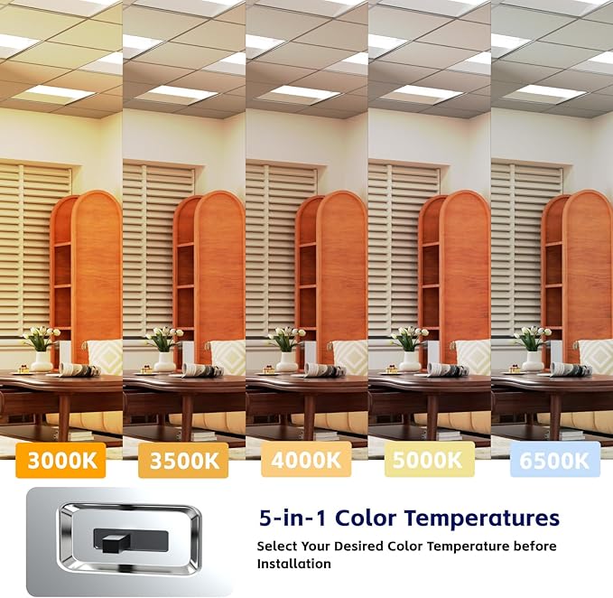 20Pack 2x2 FT LED Center Basket Troffer Light, 5CCT Color Tunable 3000/3500/4000/5000/6500K, Watt Adjustable 40W/35/30/25/20W, 0-10V Dimmable Drop Ceiling Lights, 120-277V-ETL Qualified