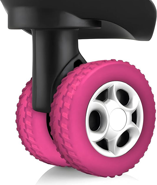 (8 Pack) Silicone Luggage Wheel Covers for 8-Spinner Wheel Suitcases, Mute & Shock Absorption Protector, Wear-Resistant & Noise-Reducing, Perfect for Travel (Rose Red)