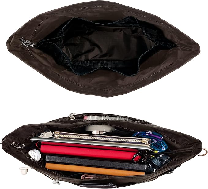 Time Wing Handbag Tote Purse Organizer Insert Bag Liner Shaper Divider Zipper 11 Pockets Compartments X Large Coffee