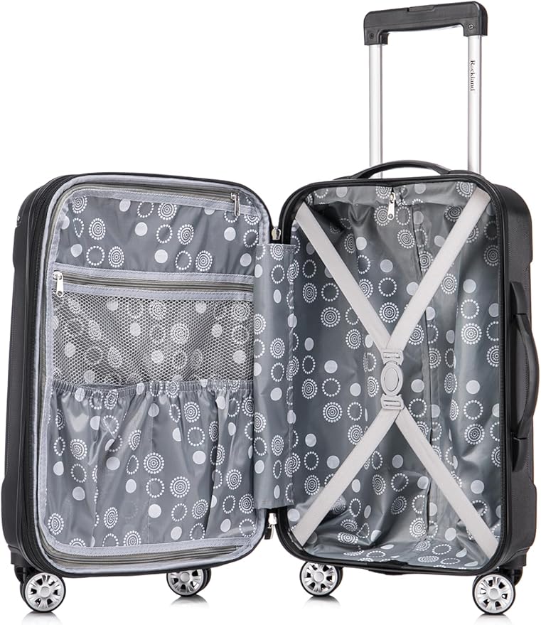 Rockland London Hardside Spinner Wheel Luggage Set, Black, Carry-On 20-Inch and Tote 14-Inch (F1902-BLACK)