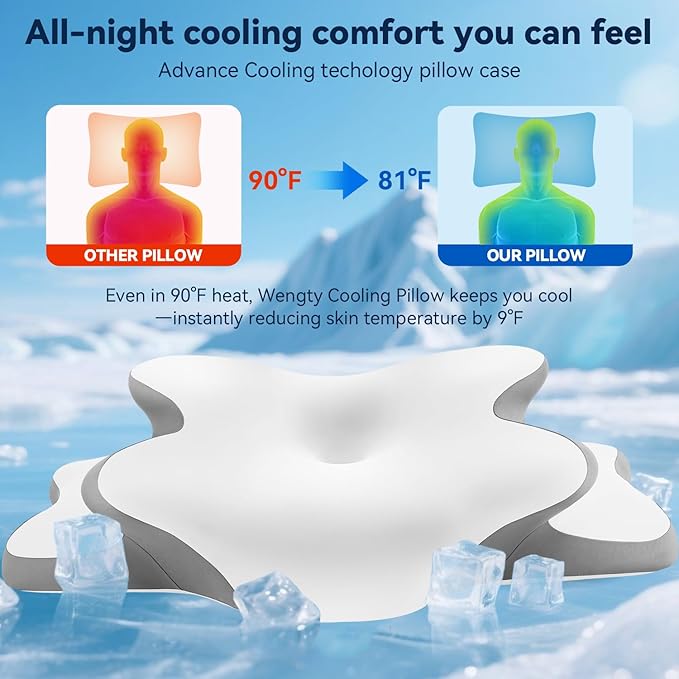 Sleep Apnea Pillow with Neck Pain & Snoring Relief -Orthopedic Cervical Pillow, Ergonomic Contour Memory Foam for Side, Back,Stomach Sleepers, Medium Firm (White, Queen Size 25" Lx15 Wx5.8 H)