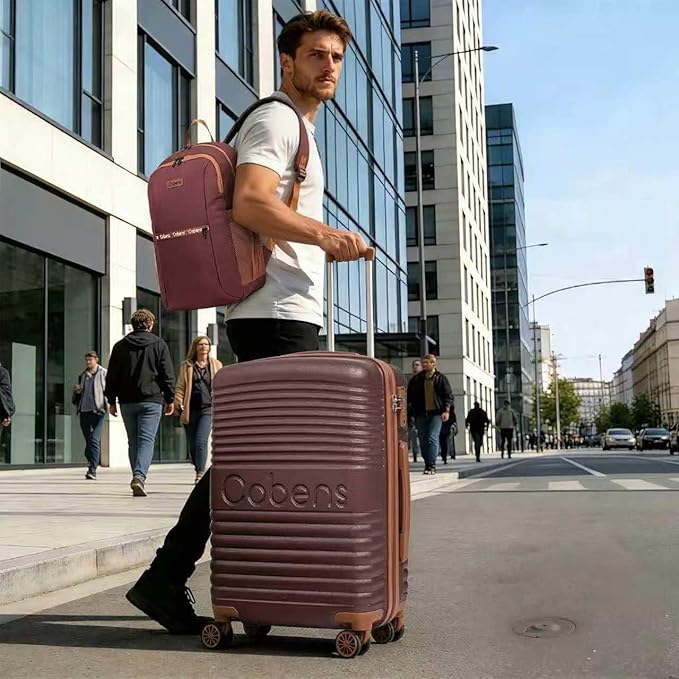 Carry on Luggage 22x14x9 Airline Approved, Suitcases with Wheels Hardshell, Lightweight Hardside Luggage Set with TSA Lock, 20Inch Burgundy Carry on Suitcase