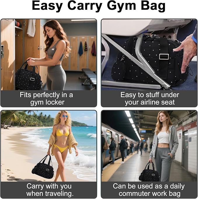 CAMTOP Mini Gym Bag for Women, Small Gym Tote Bag Puffy Quilted Sports Duffel Bag with Wet Compartment and Coin Purse Duffel Bags Dance Yoga Workout Bag for Gifts