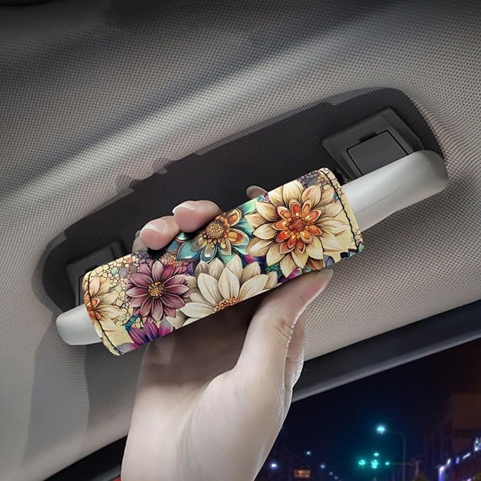 BIGCARJOB Blossom Lotus Luggage Handle Cover Set Pink Suitcase Handle Cover Trolley Case Grip Personalized Luggage Tags Replacement