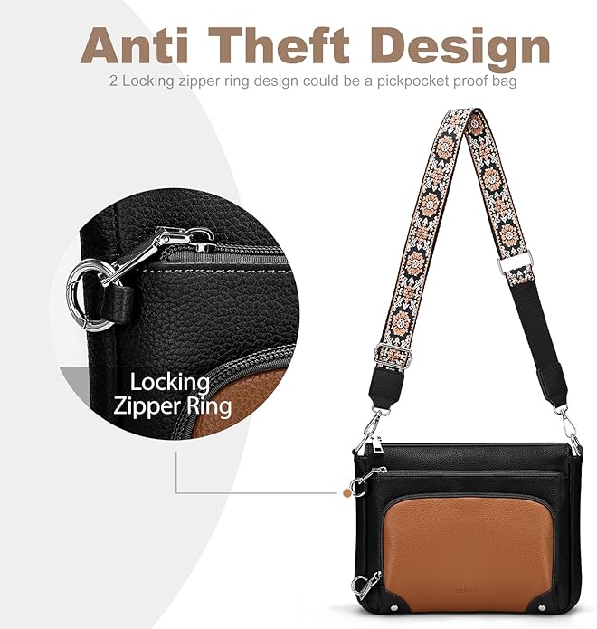 SYTRAH Anti-Theft Crossbody Purse for Women, Crossbody Shoulder Bag with Built-in Wallet & RFID Blocking for Travel Workout
