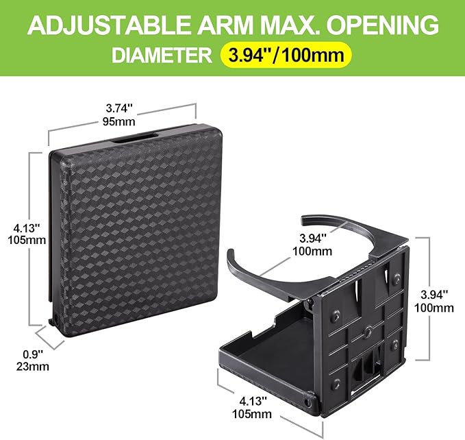 Spurtar 2pcs Boat Cup Holder Suitable for Most Size Mugs Water Bottle Drink 2.36-3.94Inch/60-100MM Adjustable Folding Wall Car Desk Cup Holder for Trucks, RVs, Vans, Boats, Campers, Caravans