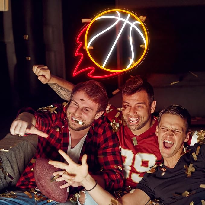 Basketball Neon Sign, 12.6×11.6 Inch Basketball Led Neon Light, Dimmable LED Neon Signs for Wall Decor, Wall Decor Aesthetic, Sports Neon Signs for Room Bedroom Shop Decor, Gift for Christmas Birthday