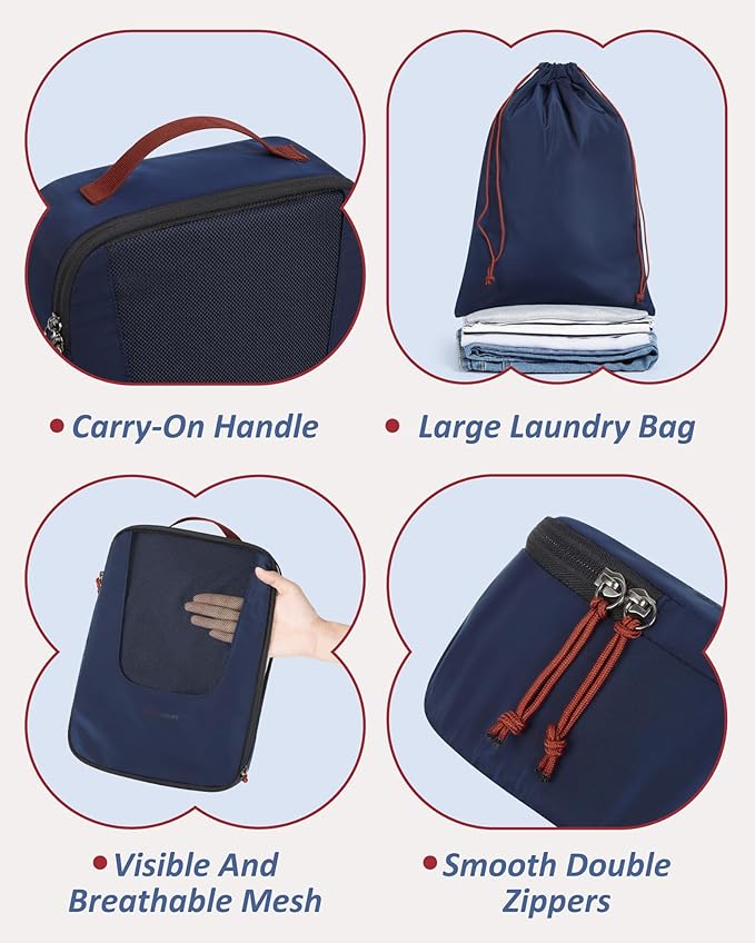 BAGSMART Compression Packing Cubes for Travel, 6/5/4set Lightweight Packing Organizers, Summer Travel Essentials Suitcase Organizer Bags Set