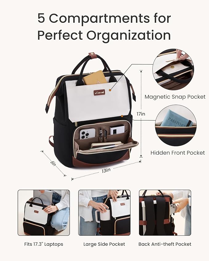 LOVEVOOK Laptop Backpack for Women with Giant Tumbler Holder Pocket, 15.6 inch Travel Work Bag Purse for Nurse Teacher, Waterproof Casual Daypack for College Business