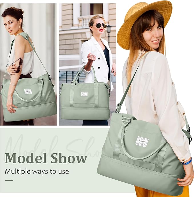 Weekender Bags for Women,Personal Item Travel Bag with Shoes Compartment,Overnight Travel Duffel Bag with Toiletry Bag