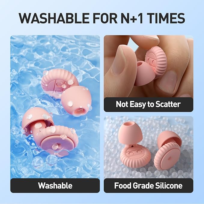 Noise Cancelling Earplugs 2 Pairs for Sleeping, Travel, Office - Soft Silicone Earplugs, 35dB Noise Reduction, Comfortable, Reusable, Multiple Sizes XS/S/M/L for Snoring, Focus & Study - Black & Pink