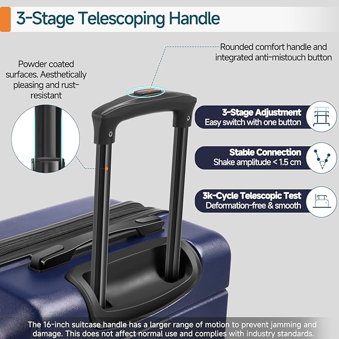 Hoteel Luggage Sets 5 Piece, 4-Yr Warranty, PC+ABS Hard Shell Expandable Suitcases with Wheels, TSA Aproved Lock and Carry on Bags, Travel Suit Case Set for Men and Women(5-Piece, Blue)