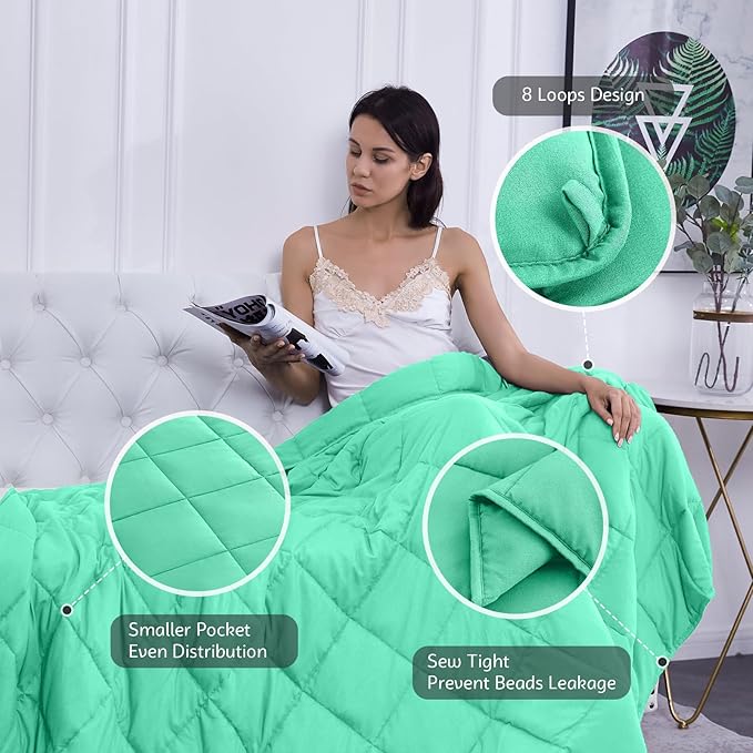 L'AGRATY Weighted Blanket - 60"x80" 20lbs Cooling Breathable Heavy Blanket Microfiber Material with Glass Beads for Adult All-Season Summer Fall Winter Soft Thick Comfort