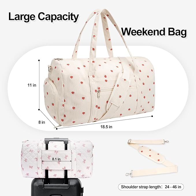 Gym Bag for Women, Cute Duffle Bag, Quilted Duffle Bag for Travel, Floral Duffle Bags, Weekend Bag with Zipper Pocket Dance Bag Organizer