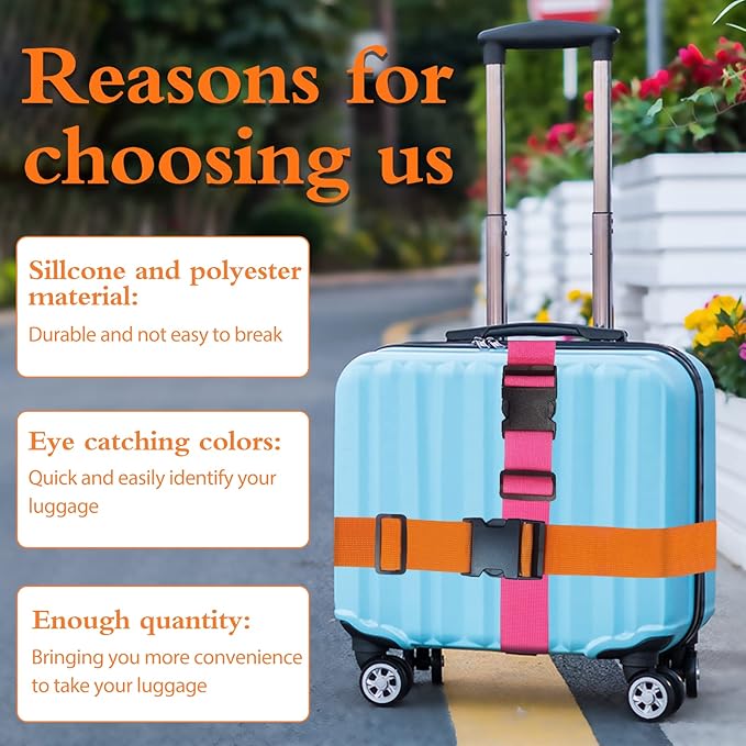 Ikaufen 12 Pack Luggage Straps Suitcase Belts Straps Wide Adjustable Packing Straps Travel Belts Accessories for Business Traveling Packing (Multicolor)