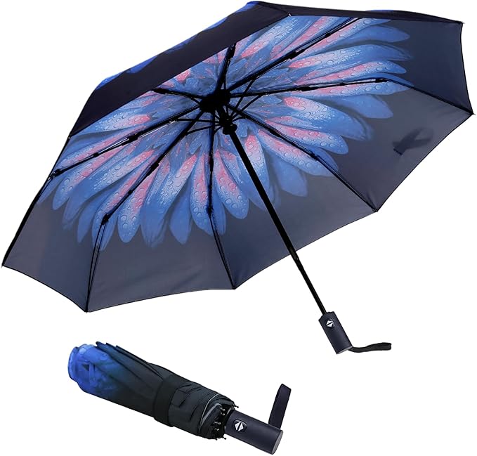 NPCQUN Travel Essentials Umbrella Windproof Compact Collapsible Light, Automatic, Strong and Portable, Wind Resistant Folding Small Umbrella for Rain