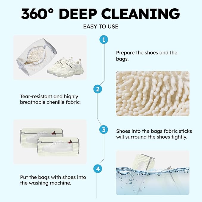 Shoe Washing Machine Bag: Shoe Washing Bag Keeps Clean - Reusable Laundry Shoe Bag for Sneaker Tennis Shoes Unstain Cleaner Kit(Cream 2 Pcs)