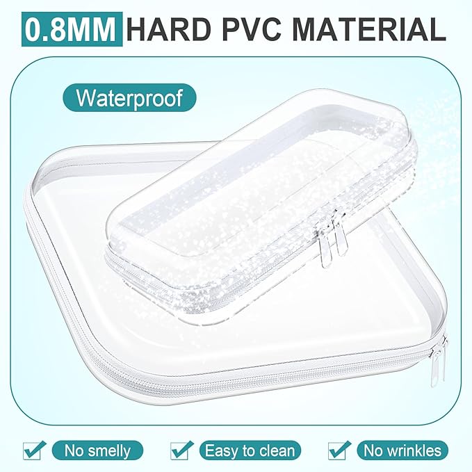 Sanwuta 6 Pcs Clear Hard Zipper Case Plastic Zipper Pouches Transparent Makeup Bag Pencil Case Pouches Toiletry Diaper Bag for Travel Toy Storage Organizer Bins(Clear,Two Sizes)