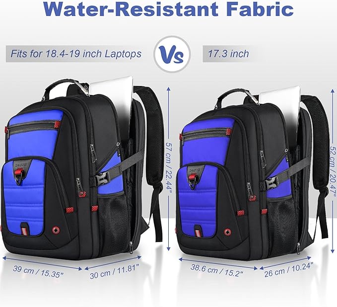 Z-MGKISS Extra Large Backpack, Travel Laptop Bag for Men, Anti-Theft College Backpack with USB Port, TSA-Approved 17.3 Inch, Heavy Duty Business Weekender Bag, Blue