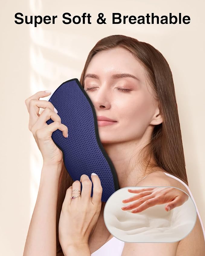 MABAO Sleep Mask for Side Sleeper, Eye Mask for Sleeping Women Men, 3D Contoured Cup No Eye Pressure 100% Light Blocking Sleeping Mask with Adjustable Strap Night Blindfold Flight, Travel, Nap, Blue