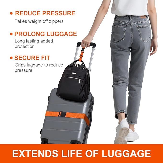 Luggage Straps,Suitcase Straps for Luggage and Add a Bag Luggage Straps for Suitcase,Travel Accessories for Connecting Suitcases or Smaller Packages Together (Orange 2 pcs)