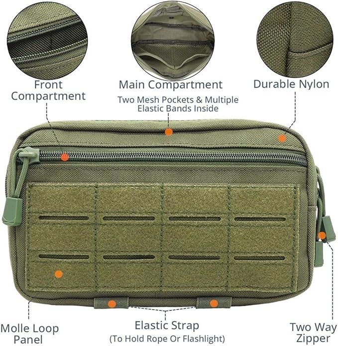 Tactical Molle Pouch, Multi-Purpose EDC Admin Pouch Utility Gadget Gear Backpack Military Waist Bag for Outdoor, Hunting, Traveling, Hiking