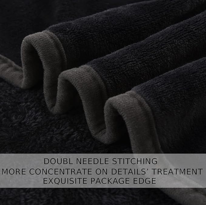 Soft Blanket Travel Size Fleece Warm Fuzzy Throw Blankets for The Bed Sofa Lightweight Charcoal Grey 50"x 61"