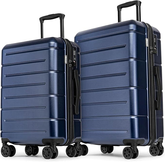 KYME Luggage Sets 2 Piece Suitcase Set Hardshell 20 inch/24 inch Luggage with Spinner Wheels Hardside PC+ABS Checked Large Suitcase with TSA Lock for Men Women Navy