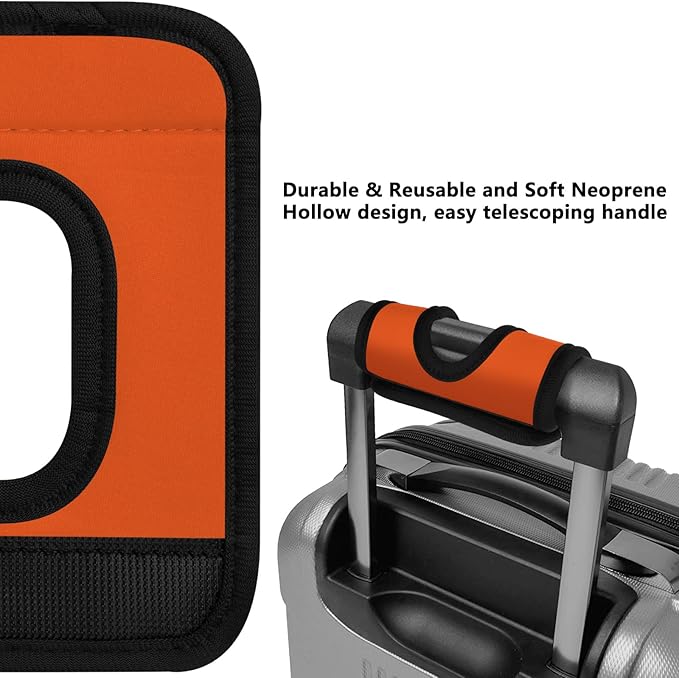 5 Pcs Neoprene Luggage Handle Wrap Handle Grip Luggage Tags Identifier Hollow Design for Push-Button, Bright Luggage Markers for Airport Travel Luggage Suitcase Trolley Case