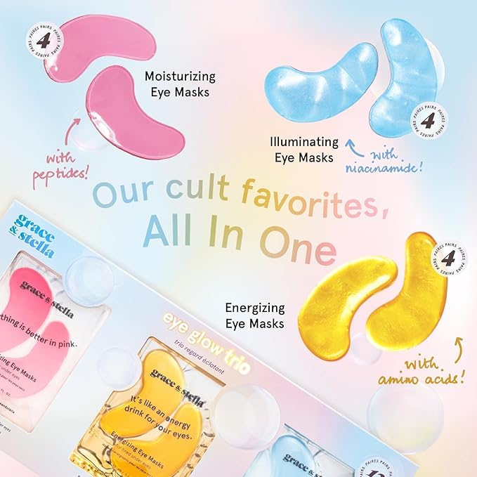 grace & stella Under Eye Patches (12 pairs) Eye Masks for Puffy Eyes and Dark Circles - Gifts for Her, Bridesmaids, Birthdays, Bachelorette Party, Self Care Gifts for Women - Vegan Cruelty-Free