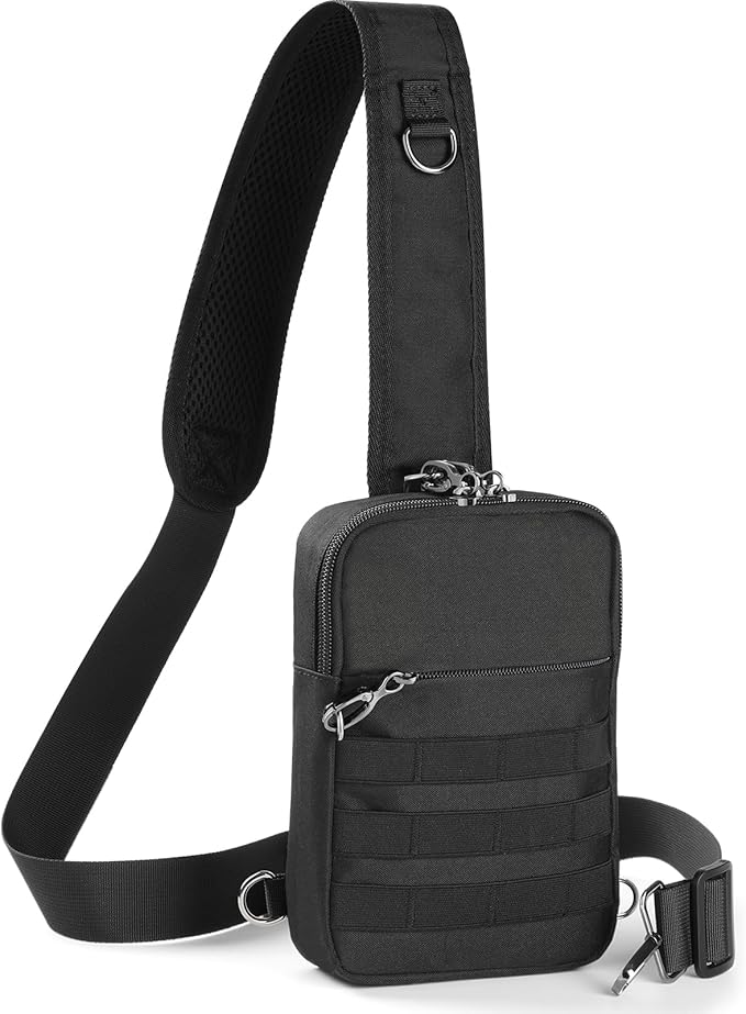 Sling Bag, Tactical Anti Theft Crossbody Bag with Zipper Lock RFID EDC Small Chest Bags for Men Women