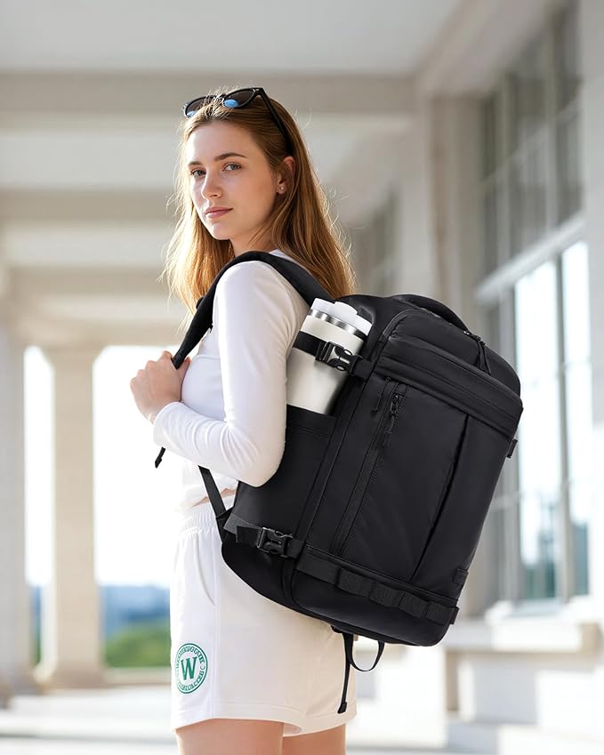 LOVEVOOK 40L Travel Backpack for Women Men, Airline Approved Carry On Luggage with 3 Cubes Accessories, TSA Personal Item Travel Cruise Essentials, Waterproof Weekender Overnight Bags fits 17" Laptop
