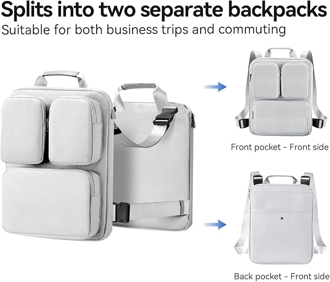 SOKOK Over Luggage Organizer Storage Bag with Multi Pockets, Slide On Luggage Harness with Adjustable Straps, 2-in-1 Travel Accessories Suitcase Vest Bag Fits Most Suitcases, Silver Gray-3