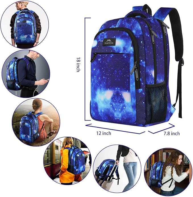 MATEIN Travel Backpack for Men Women, Anti Theft College Laptop Daypack for Men, Water Resistant Slim Travel Laptop Backpack Fits 15.6 In Computer Gifts for Him