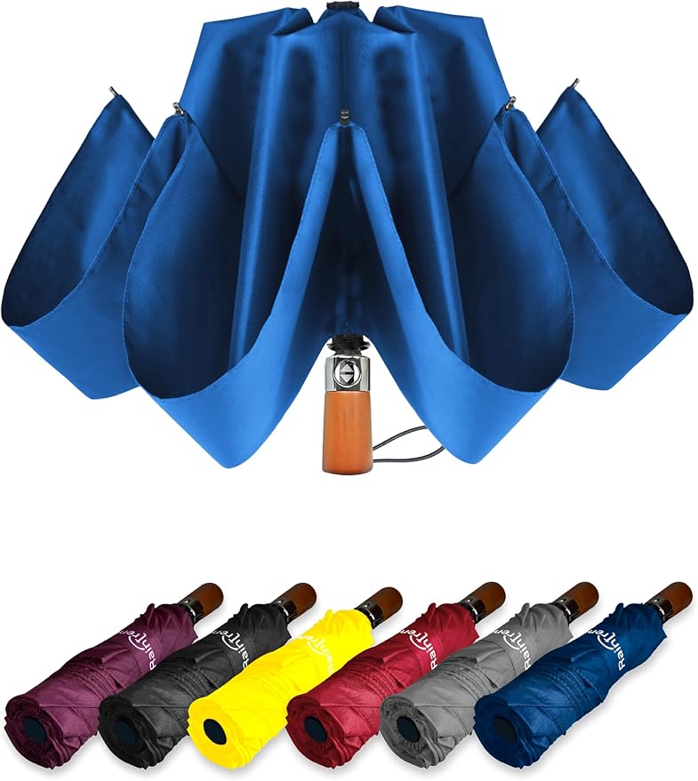Raintrend Windproof Travel Umbrellas for Rain Automatic +10% Bigger Canopy Strong Frame Compact Folding Portable Umbrella for Women Men Backpack Purse