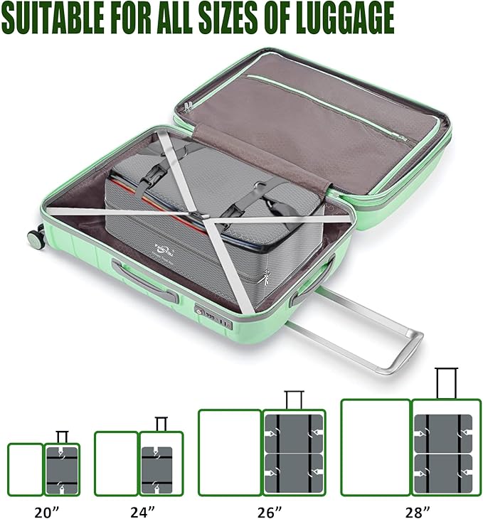 Compressible Packing Cubes Portable Hanging Closet Shelves 17"x12"x24" Extendable Travel Organizer Nylon Packing Bags for Suitcase