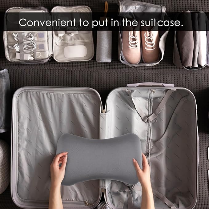 Thyle 2 Pack Bead Neck Pillow Small Bone Shape Neck Support Cushion for Bed Sofa Travel Soft Pillow for Home Sleeping Headrest and Lumbar Support(Grey)