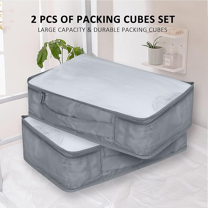 Packing Cubes Set, 2 Pcs Packing Organizers Set for Suitcases (Grey)