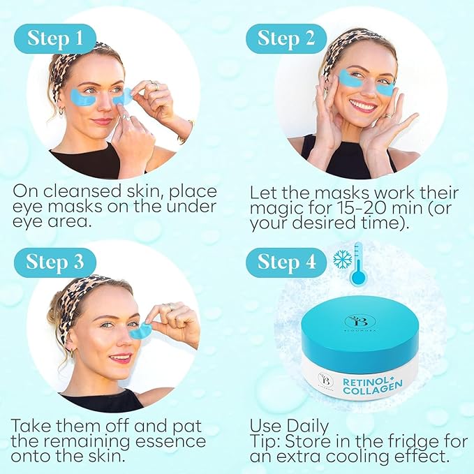 Retinol & Collagen Under Eye Patches (30 Pairs), Under Eye Mask for Puffy Eyes, Appearance of Dark Circles, Smoothing & Hydration, Self Care & Skincare Gifts for Women, Patch Yeux