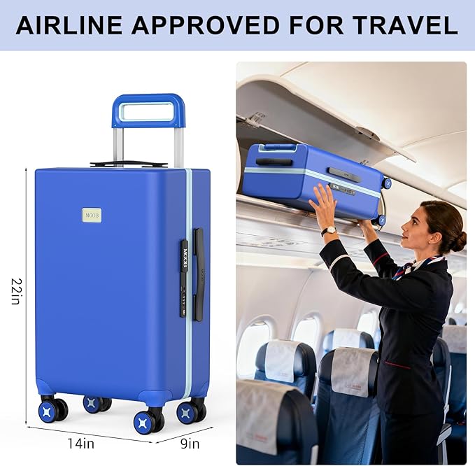20 Inch Carry-on Luggage Zipperless for Women, Hardside Rolling Suitcase with Spinner Wheels & TSA Lock,PC Lightweight Carry on Luggage Airline Approved 22x14x9 Hard Shell