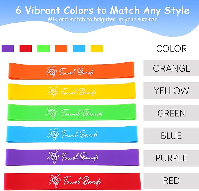 12 Pack Towel Band for Beach Pool Lounge Chair Strap Clip Carnival Cruise Ship Essentials Summer Vacation Must Have Hawaiian Trip Accessories Door Decoration Magnetic Women Bag Gift Beachy Trip
