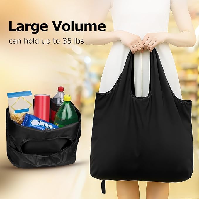 Washable Reusable Grocery Bags, Foldable Reusable Shopping Bags, Polyester Tote, Pocket Size Carrier
