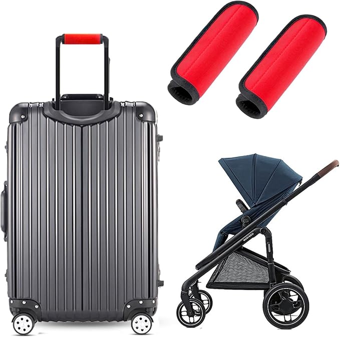 2 Pack Luggage Handle Wraps, Soft Handle Covers for Suitcase, Handle Wrap for Carry On/Bag, Travel Accessories for Luggage (Red)