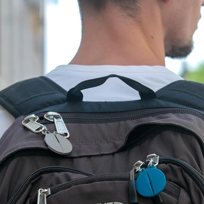 Bobino Zipper Clip | Anti Theft Purse & Backpack Lock | Anti Pickpocket | Travel Essentials | Purse and Backpack Safety | Travel Safety | 2 Pack Slate