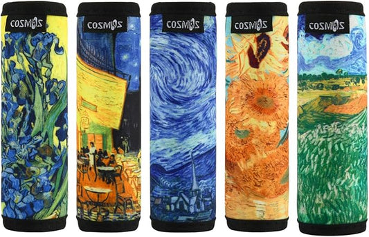 CM Pack of 5 Neoprene Luggage Handle Wrap Handle Grip Luggage Identifier for Travel Bag Luggage Suitcase (Painting Patterns - VANGO (5 Pcs))