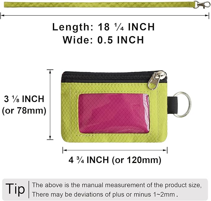 CHENSPRX Minimalist RFID Blocking Small Wallet with ID Window,WaterResistant Zip Id Case Wallet with Lanyard Keychain for Cards,Cash,Travel,Women,Men