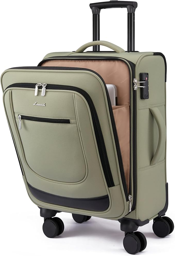 LOVEVOOK Carry On Luggage 22x14x9 Airline Approved, Softside Suitcase with Spinner Wheels for Men Women, 22 Inch Rolling Luggage with TSA Lock Multiple Compartments for Travel Business Trip